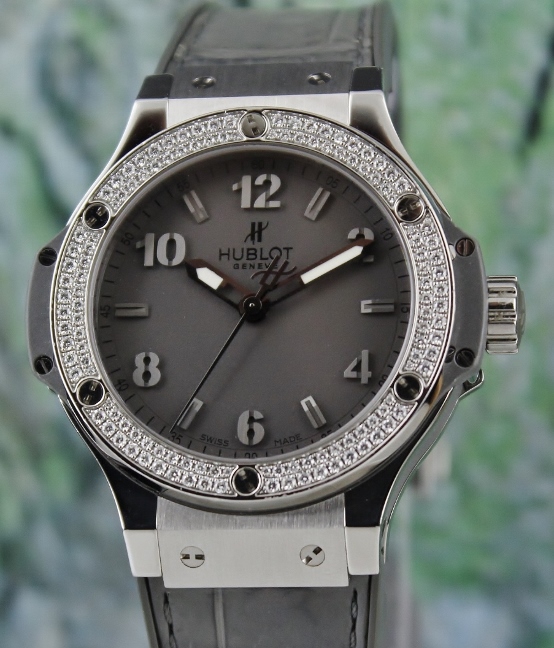 (image for) A HUBLOT LADY SIZE 38MM FACTORY SET DIAMOND WATCH